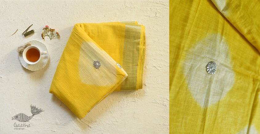 Yellow Linen Gotta Patti work saree