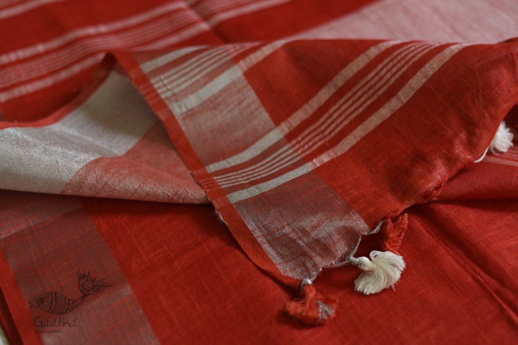 Orange Linen Saree