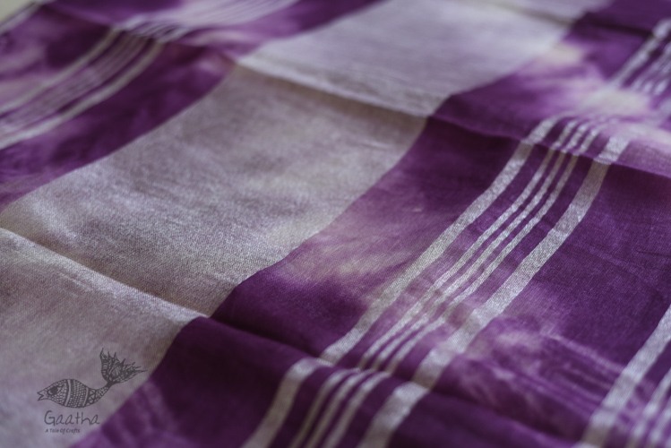 Purple Linen Gotta Patti Work Saree 