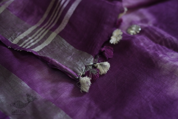 Purple Linen Gotta Patti Work Saree 