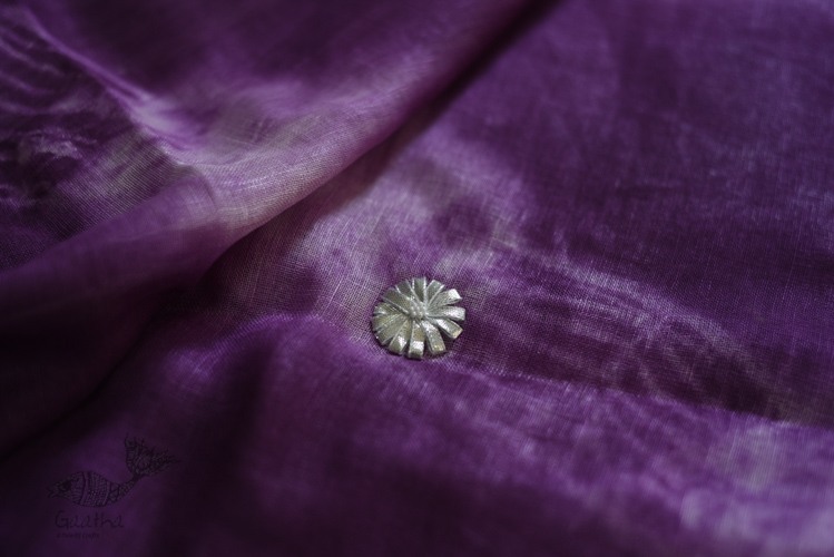 Purple Linen Gotta Patti Work Saree 