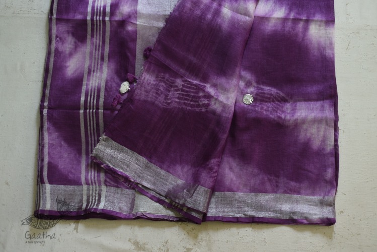 Purple Linen Gotta Patti Work Saree 
