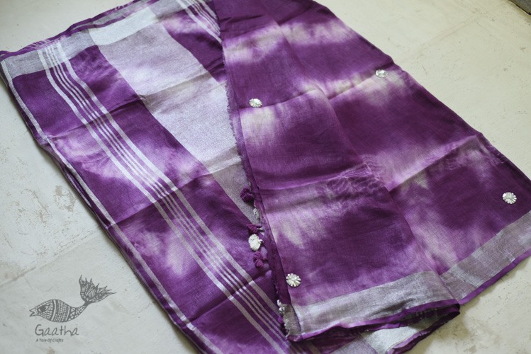 Purple Linen Gotta Patti Work Saree 