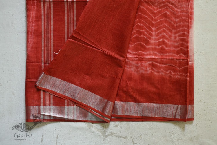 Orange Linen Saree