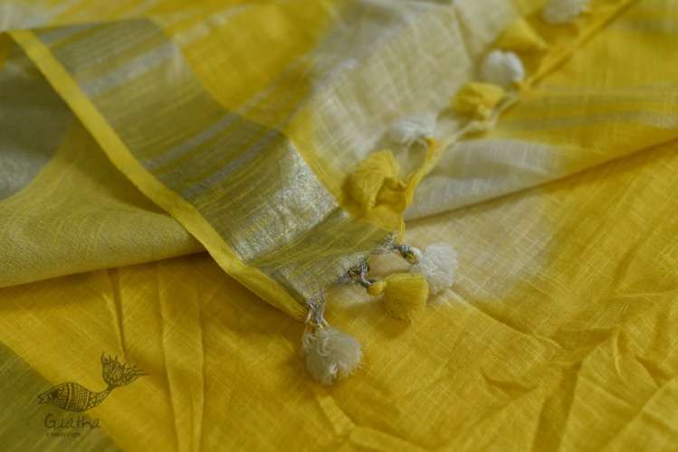 Yellow Linen Gotta Patti work saree