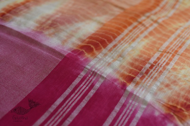 Orange & Pink Linen Saree