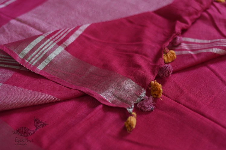 Orange & Pink Linen Saree