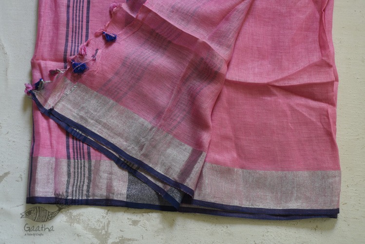 Pink Linen Saree