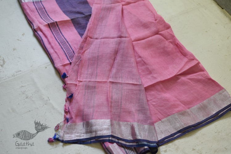 Pink Linen Saree