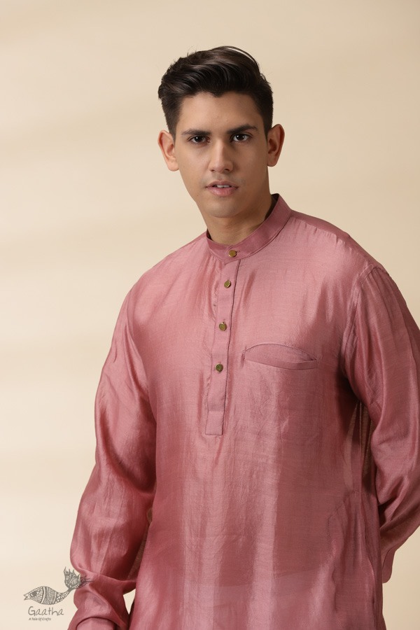 shop Blush Pink Chanderi Kurta  