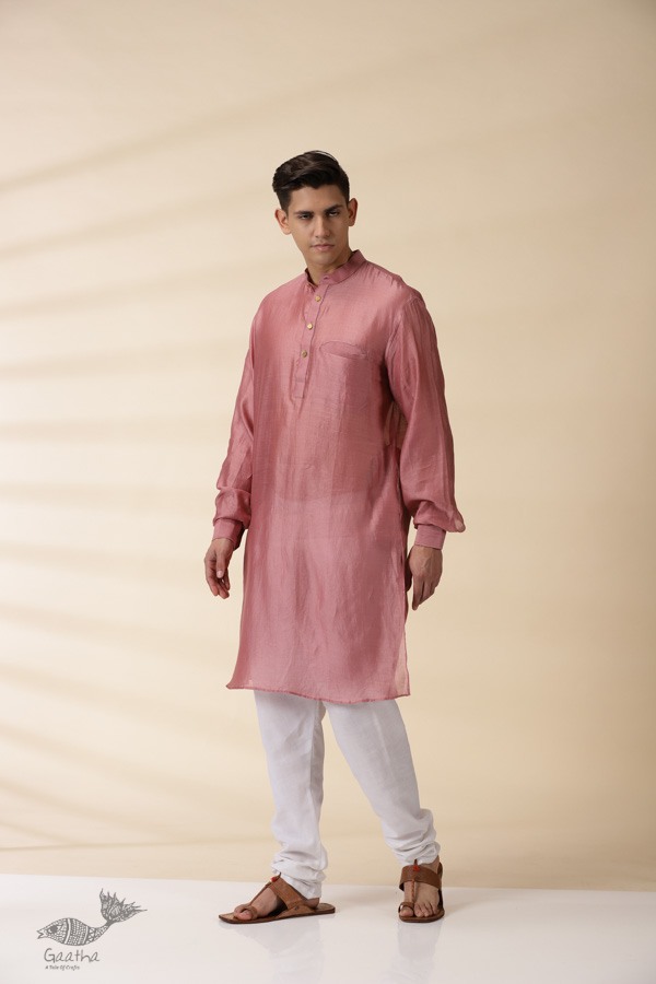 shop Blush Pink Chanderi Kurta  