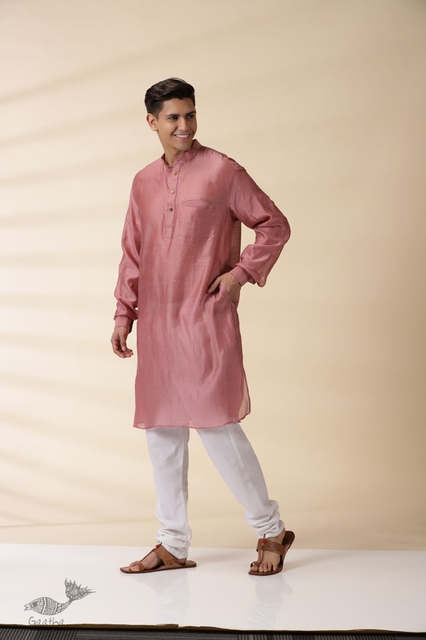 shop Blush Pink Chanderi Kurta  