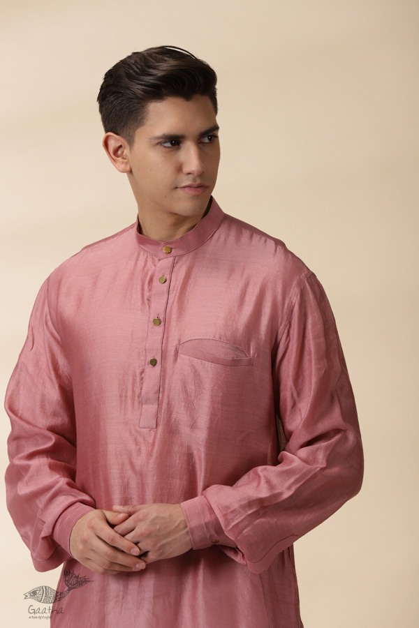 shop Blush Pink Chanderi Kurta  