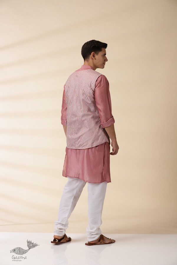 shop Blush Pink Chanderi Jacket & Kurta Set ( Set of Two)  