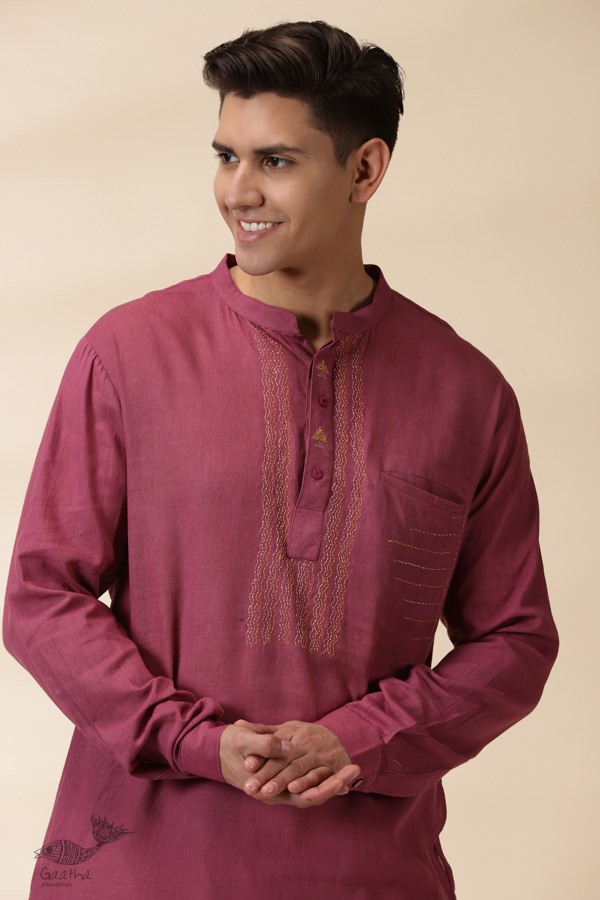 shop Majenta Handwoven Men Kurta 