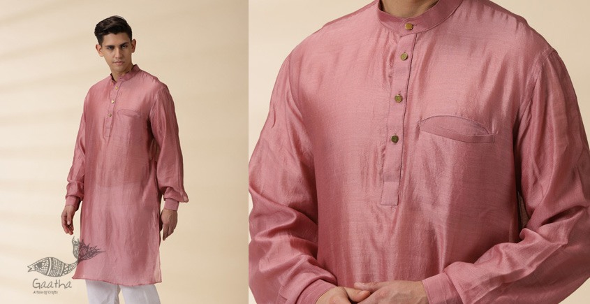 shop Blush Pink Chanderi Kurta  