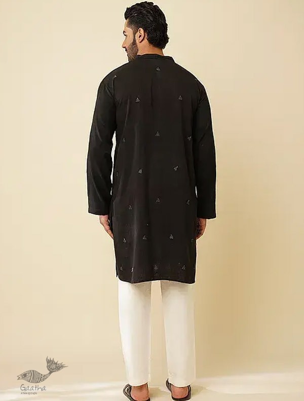 shop Handwoven Cotton - Black Men's Kurta