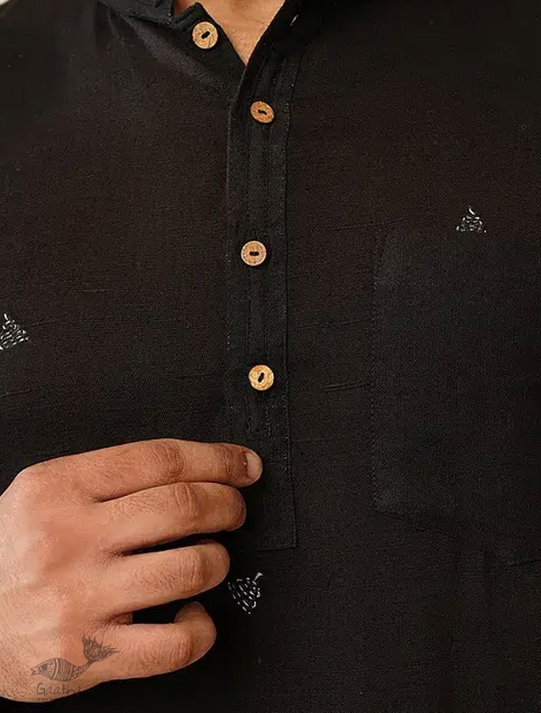 shop Handwoven Cotton - Black Men's Kurta