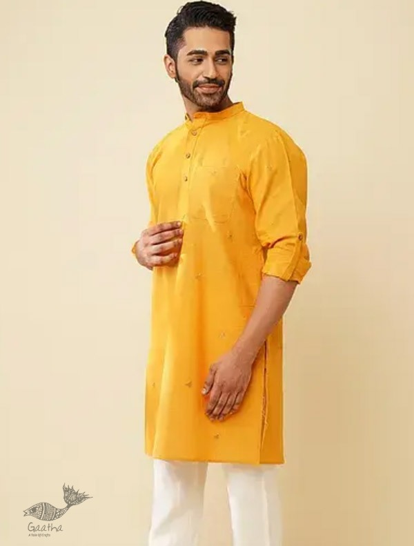 shop Handwoven Cotton - Yellow Kurta