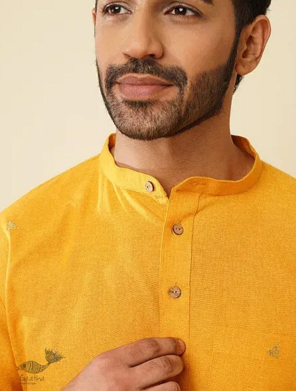 shop Handwoven Cotton - Yellow Kurta