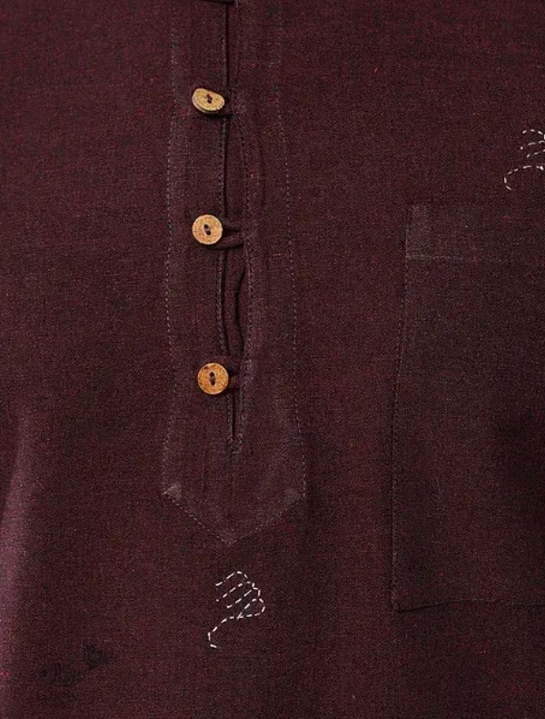 shop Handwoven Cotton - Wine Kurta