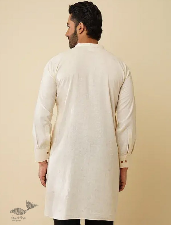 shop Handwoven Cotton - Off White Kurta