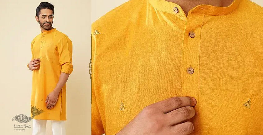 shop Handwoven Cotton - Yellow Kurta