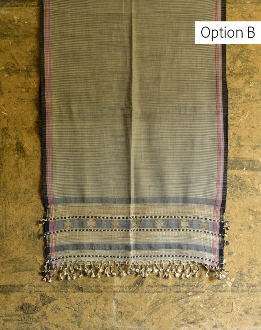 Handwoven kala cotton bhujodi weaving stoles from kutch