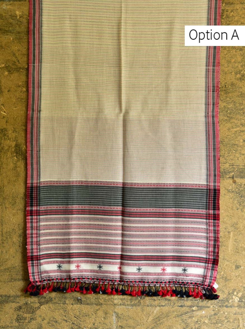 Handwoven kala cotton bhujodi weaving stoles from kutch