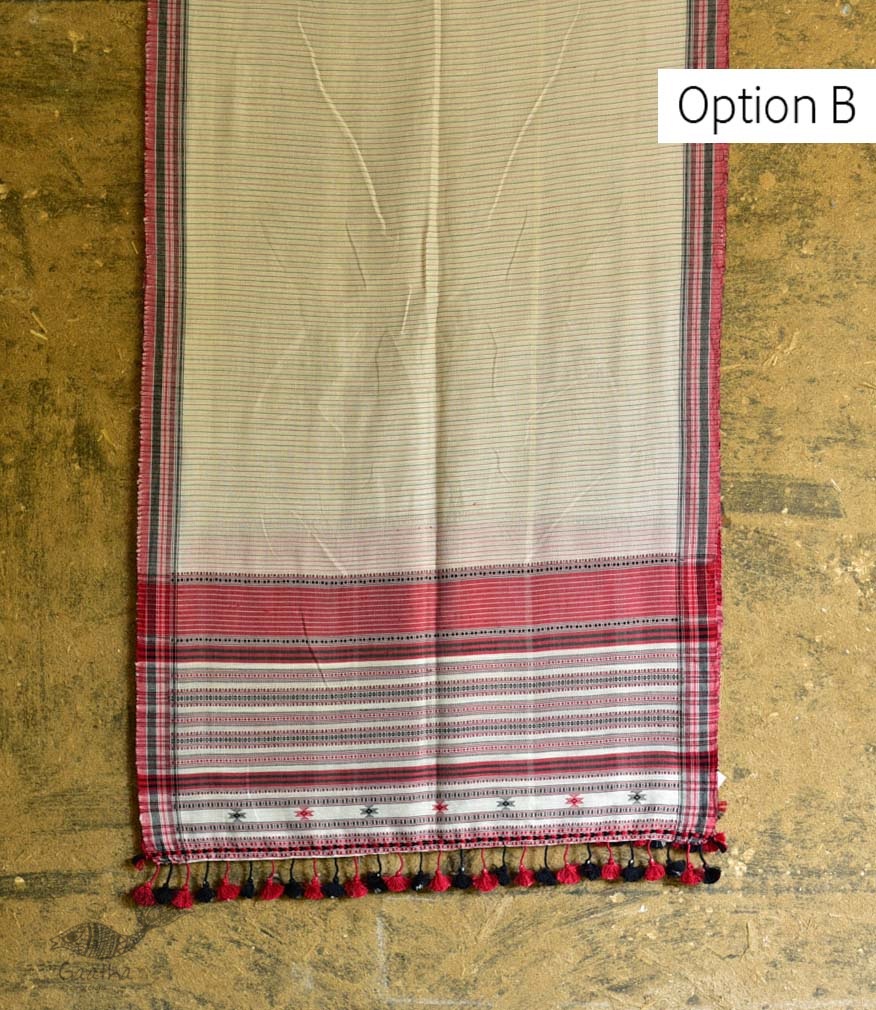 Handwoven kala cotton bhujodi weaving stoles from kutch