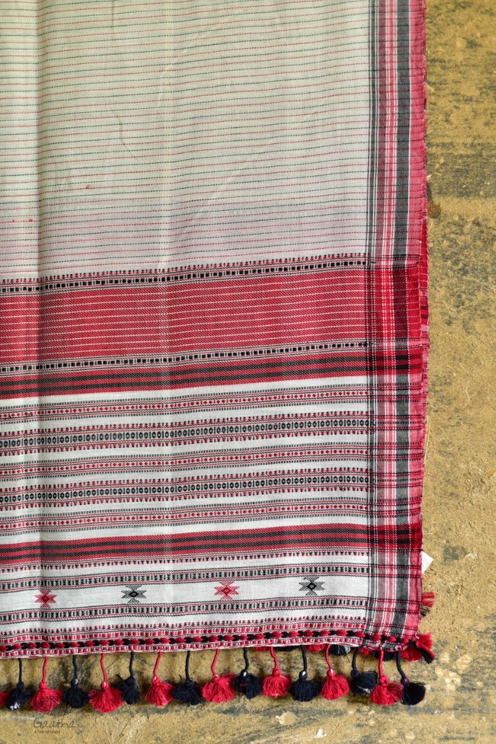 Handwoven kala cotton bhujodi weaving stoles from kutch