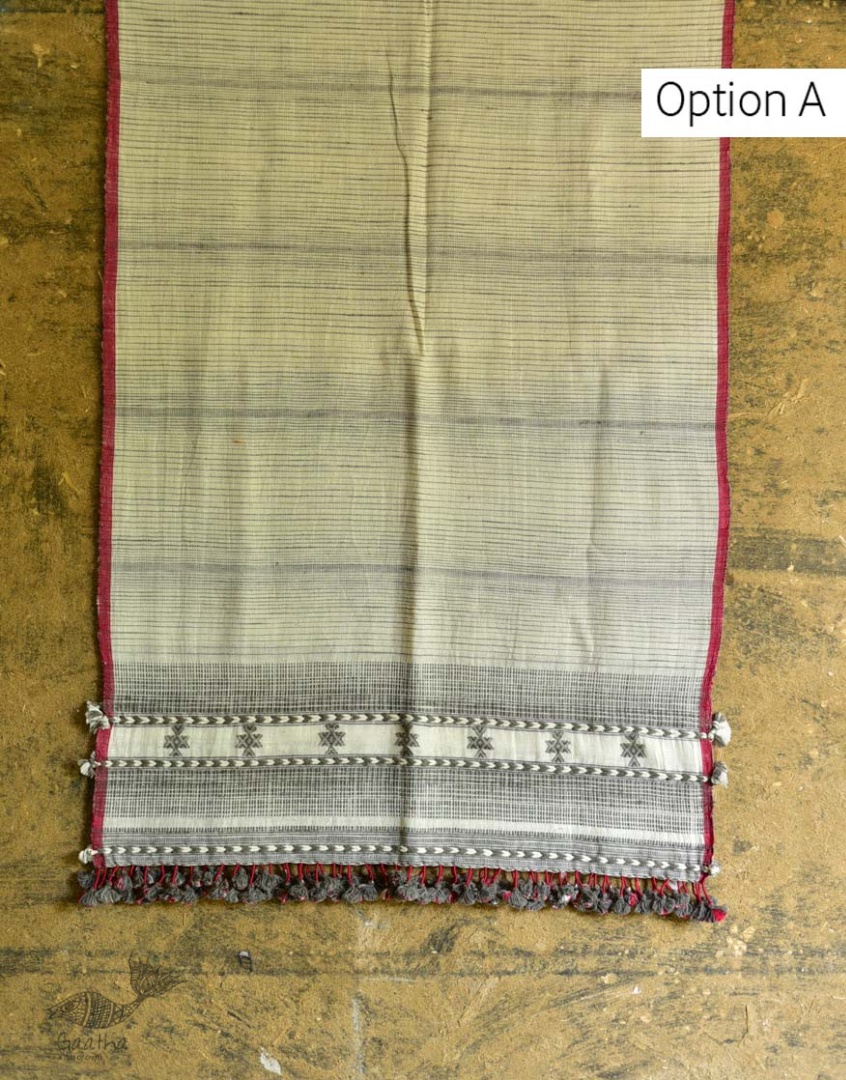 Handwoven kala cotton bhujodi weaving stoles from kutch 08
