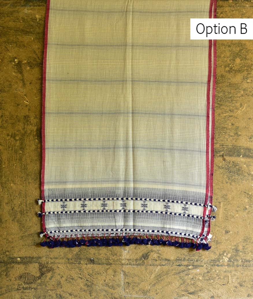 Handwoven kala cotton bhujodi weaving stoles from kutch 08