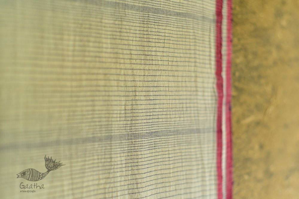 Handwoven kala cotton bhujodi weaving stoles from kutch 08