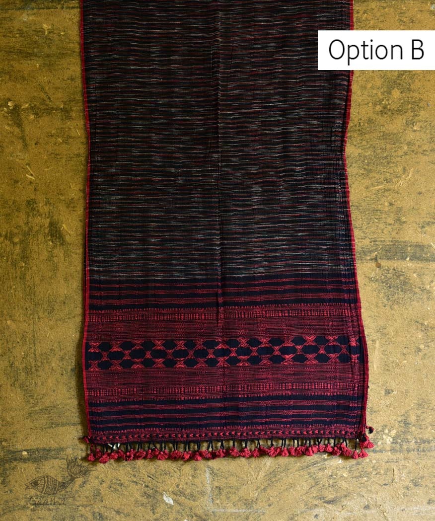 Handwoven kala cotton bhujodi weaving stoles from kutch