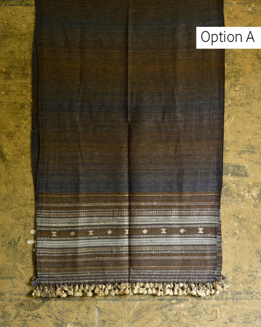 Handwoven kala cotton bhujodi weaving stoles from kutch