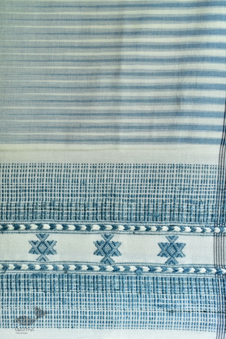 Handwoven Cotton & tussar silk bhujodi weaving stoles from kutch