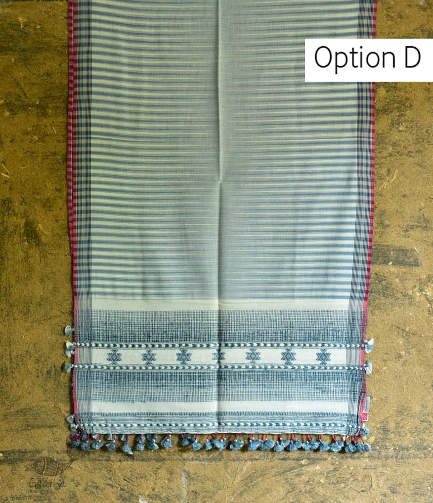 Handwoven Cotton & tussar silk bhujodi weaving stoles from kutch