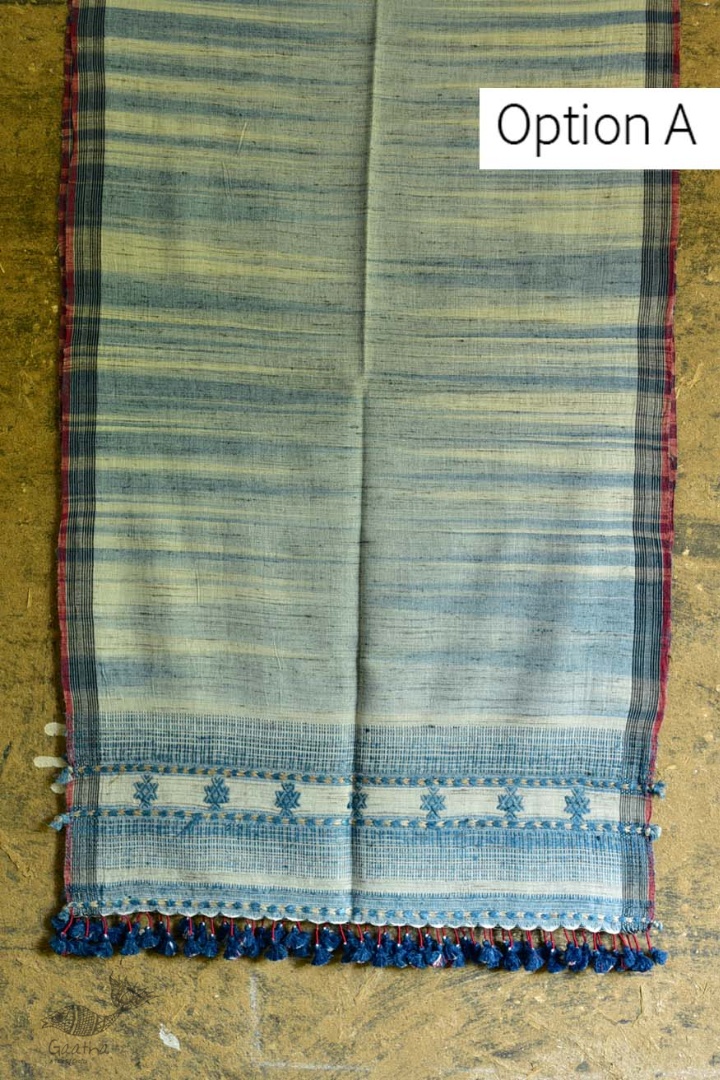 Handwoven Cotton & tussar silk bhujodi weaving stoles from kutch