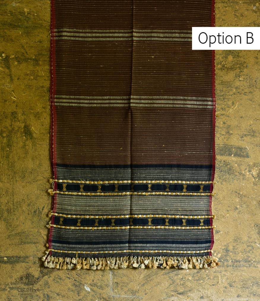 Handwoven Cotton & tussar silk bhujodi weaving stoles from kutch