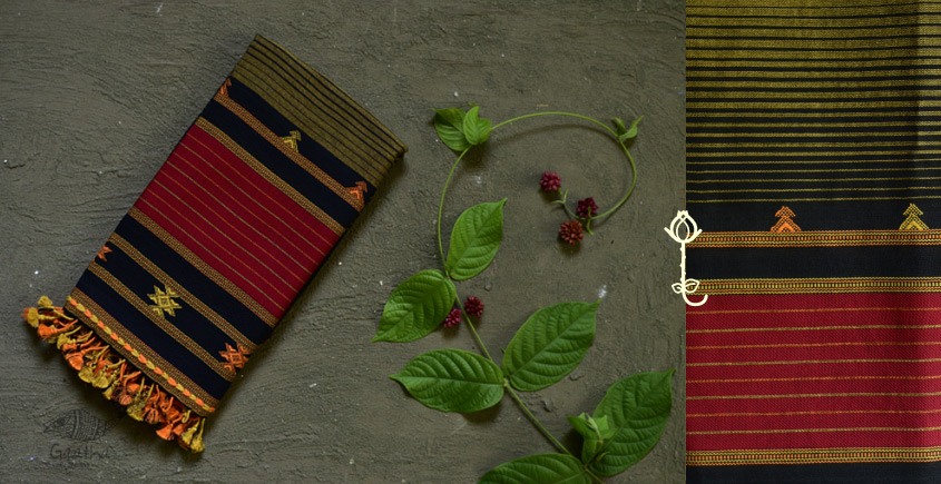 Handwoven cotton bhujodi weaving stoles from kutch
