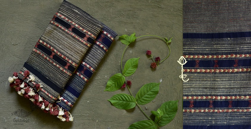 Handwoven Cotton & tussar silk bhujodi weaving stoles from kutch