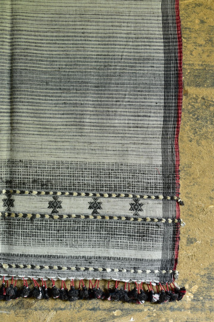 Handwoven Cotton & tussar silk bhujodi weaving stoles from kutch