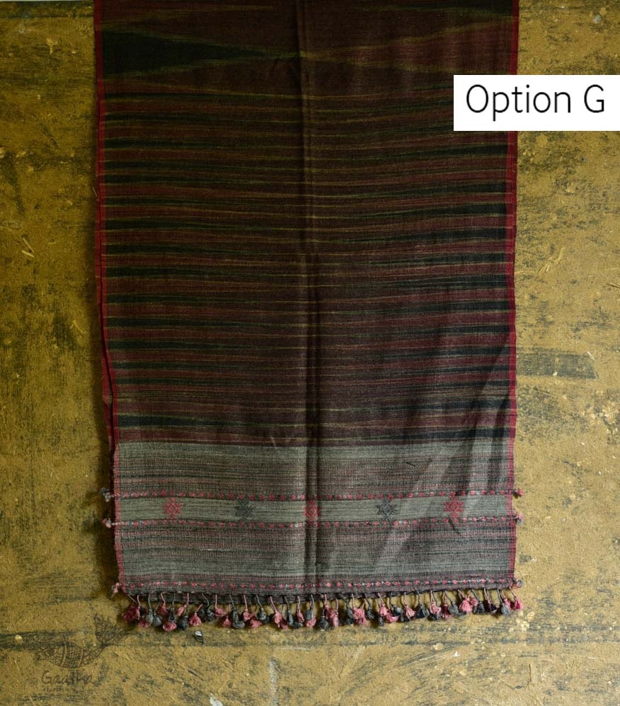 Handwoven Cotton & tussar silk bhujodi weaving stoles from kutch