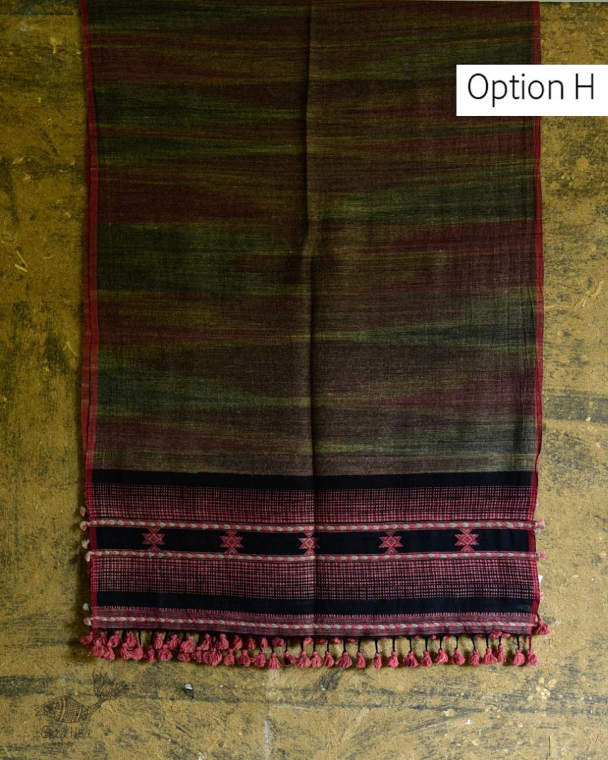 Handwoven Cotton & tussar silk bhujodi weaving stoles from kutch