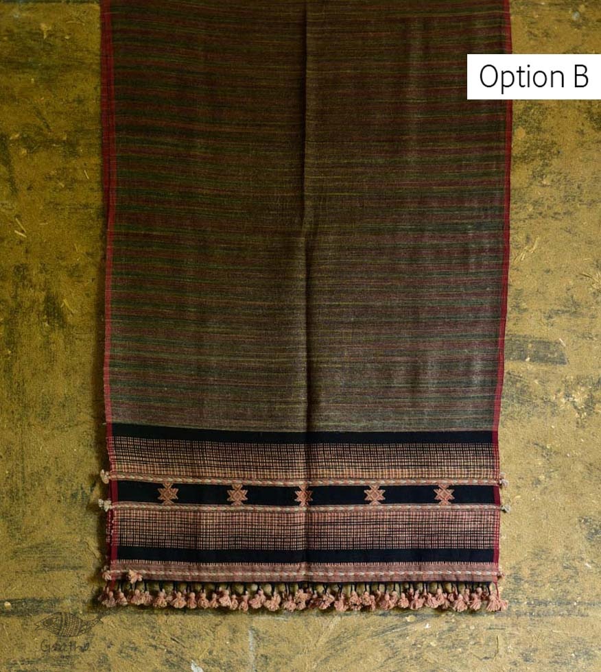 Handwoven Cotton & tussar silk bhujodi weaving stoles from kutch