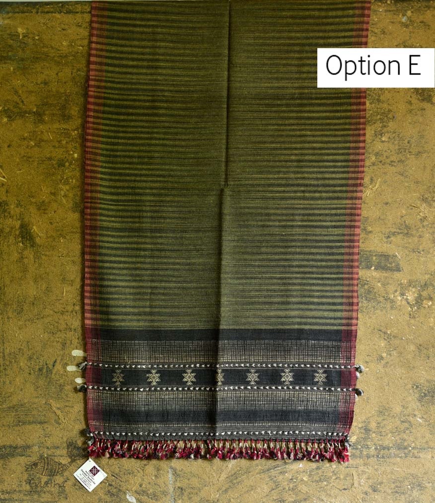 Handwoven Cotton & tussar silk bhujodi weaving stoles from kutch