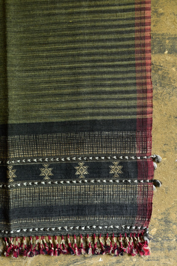 Handwoven Cotton & tussar silk bhujodi weaving stoles from kutch