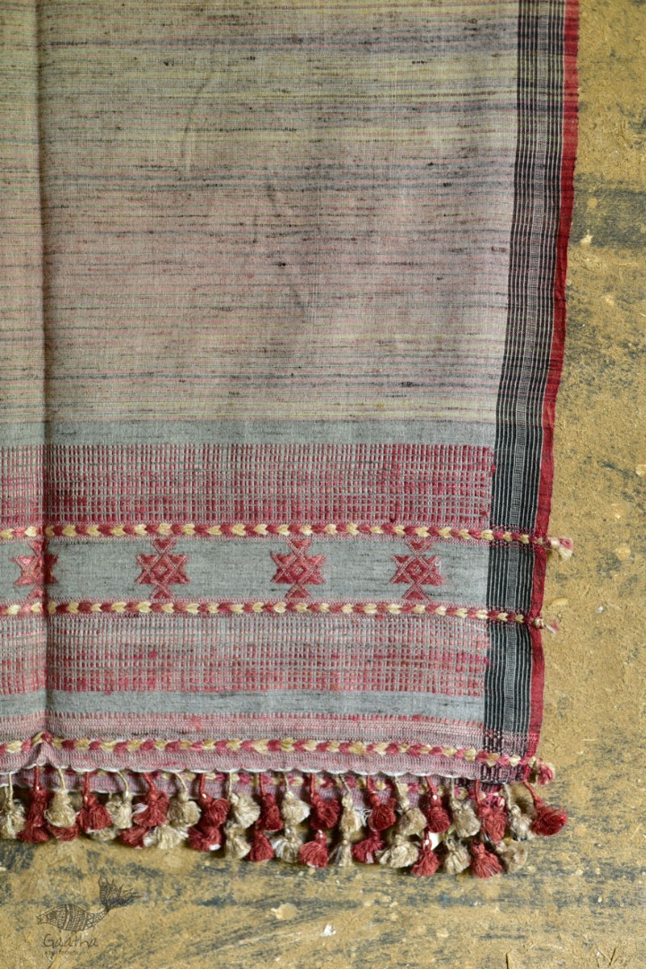 Handwoven Cotton & tussar silk bhujodi weaving stoles from kutch