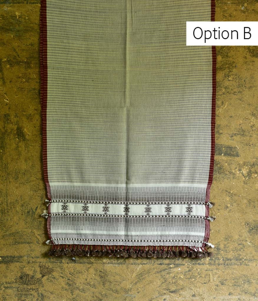 Handwoven Cotton Silk  bhujodi weaving stoles from kutch